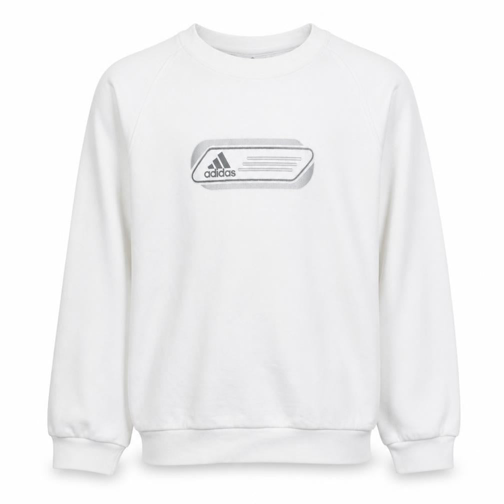 Adidas Boys White Crew Neck Pullover Sweatshirt Size 164 Regular Fit