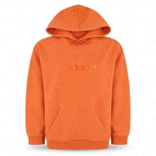 Adidas Womens Orange Hooded Pullover Sweatshirt Size 8 Cotton Logo