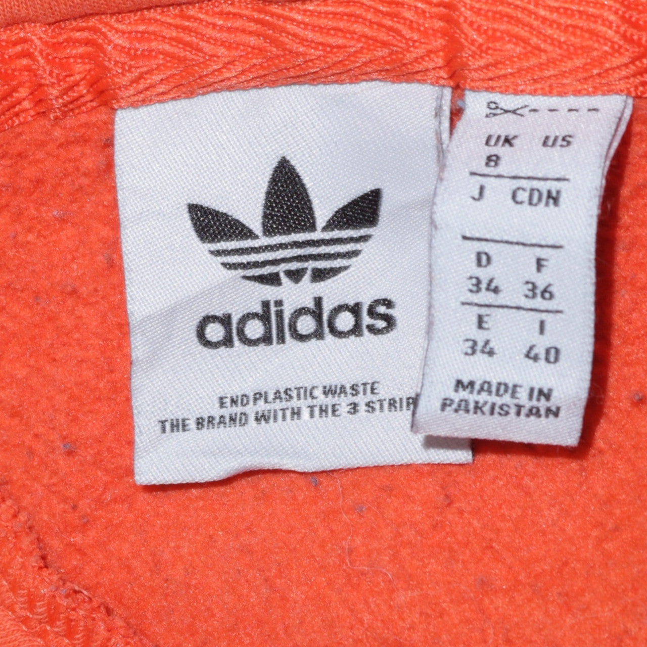 Adidas Womens Orange Hooded Pullover Sweatshirt Size 8 Cotton Logo