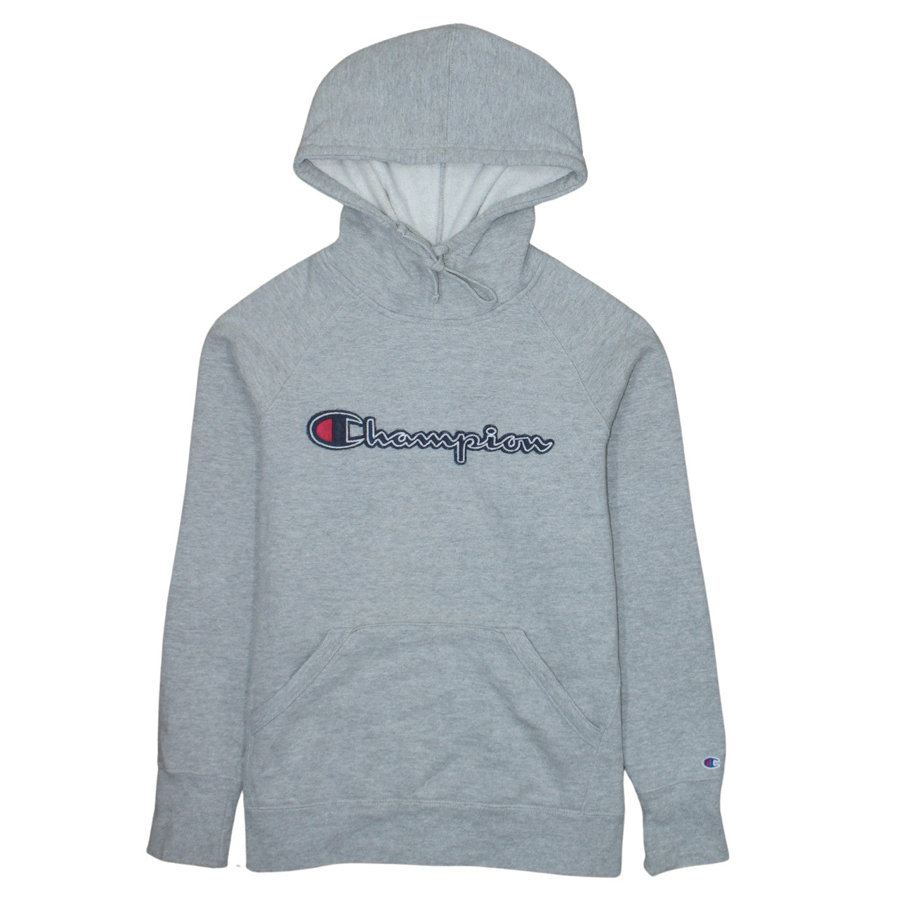 Champion Mens Grey Embroidered Logo Hoodie Medium Pullover Athletic