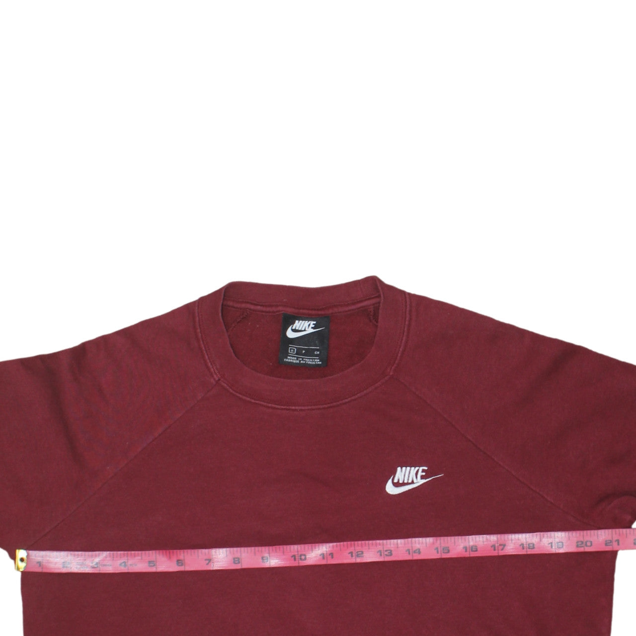 Nike Womens Burgundy Crew Neck Sweatshirt Size S Classic Logo Pullover