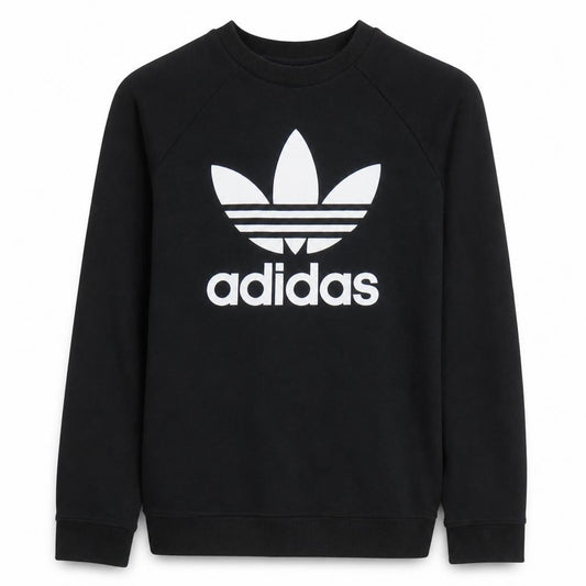 Adidas Womens Black Size 12 Crew Neck Logo Pullover Sweatshirt