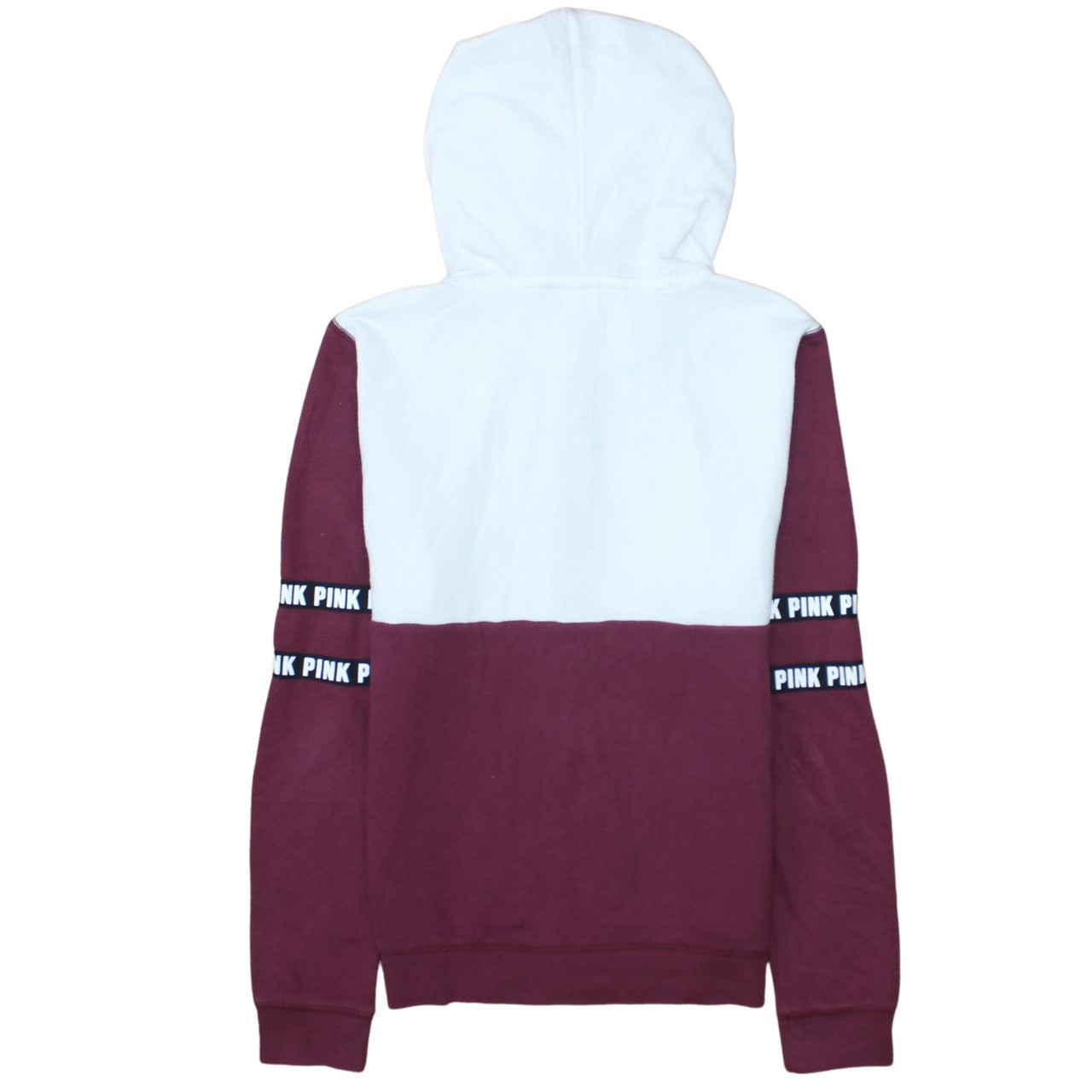 Victoria's Secret PINK Women's Burgundy & White Full Zip Hoodie Size S