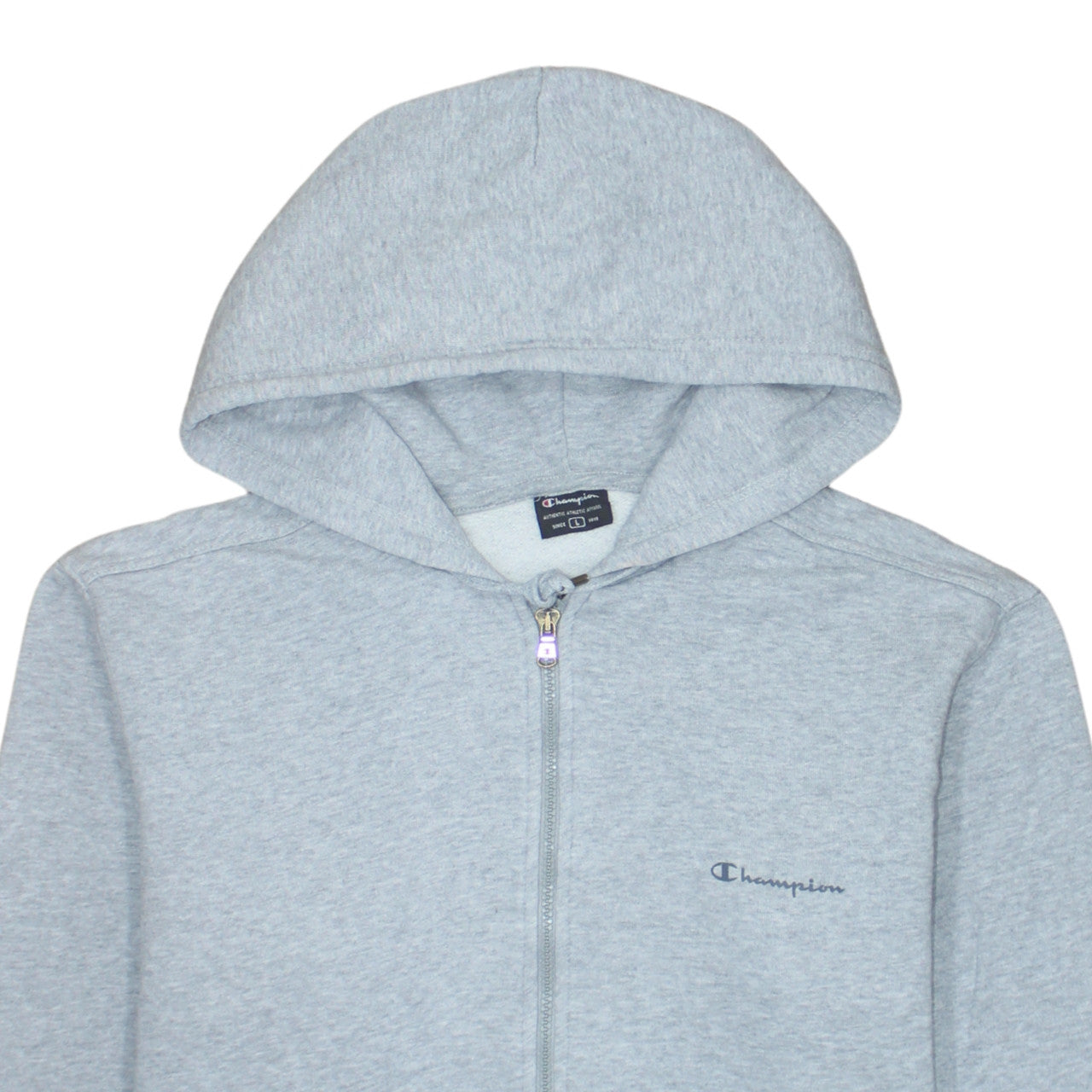 Champion Men's Grey Full Zip Hoodie L Fleece Sweatshirt