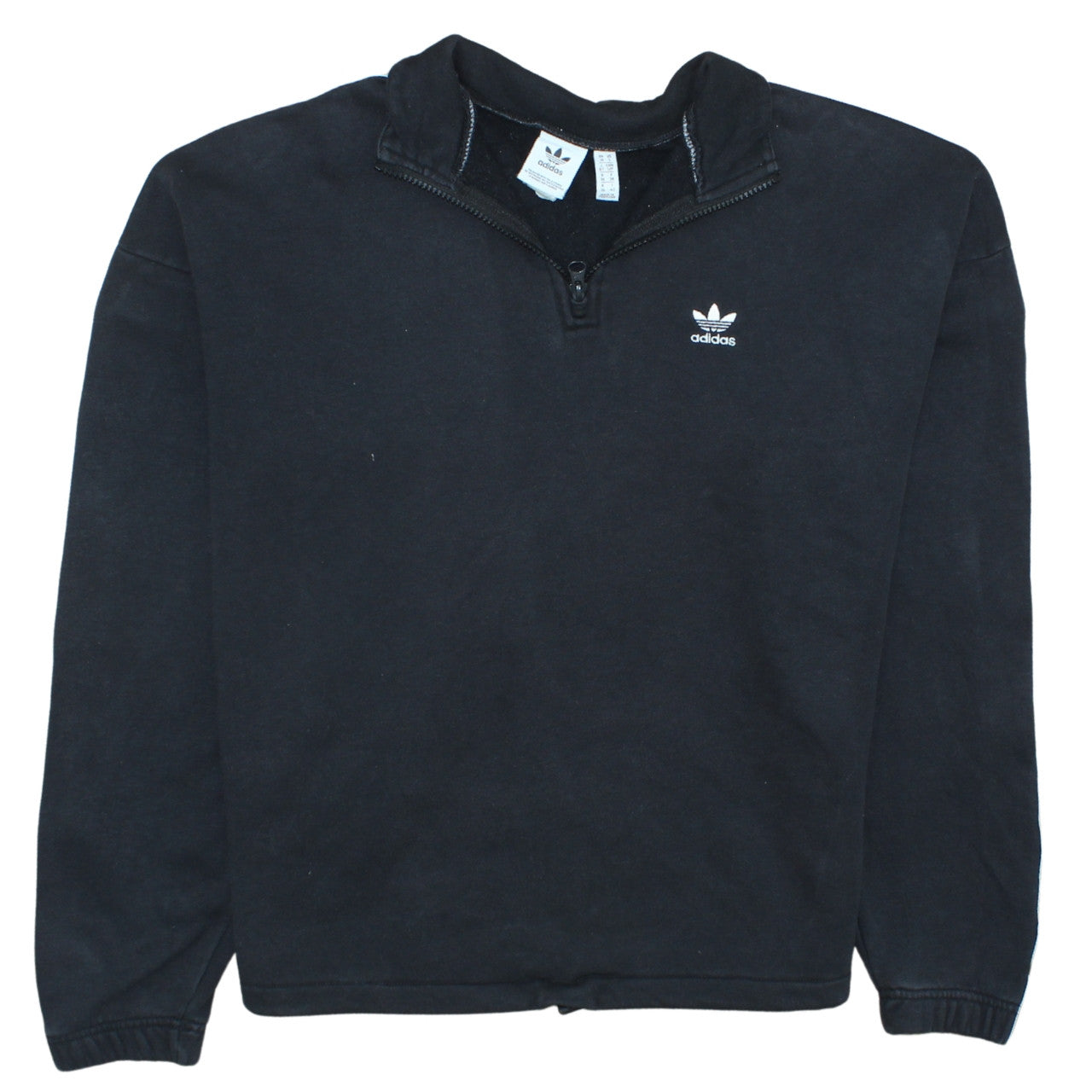 Adidas Women’s Black 1/4 Zip Sweatshirt Size UK 10 Cotton Blend
