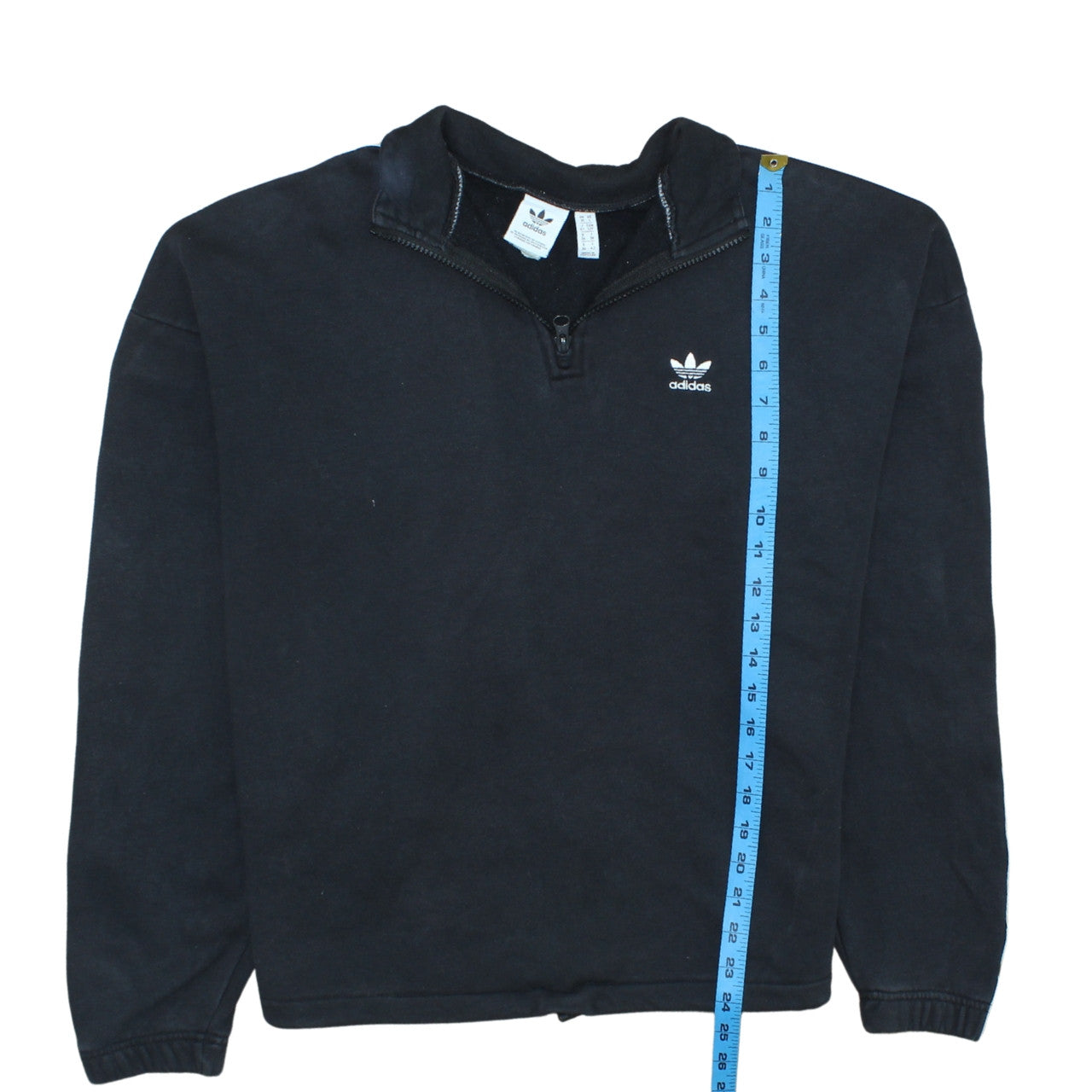 Adidas Women’s Black 1/4 Zip Sweatshirt Size UK 10 Cotton Blend