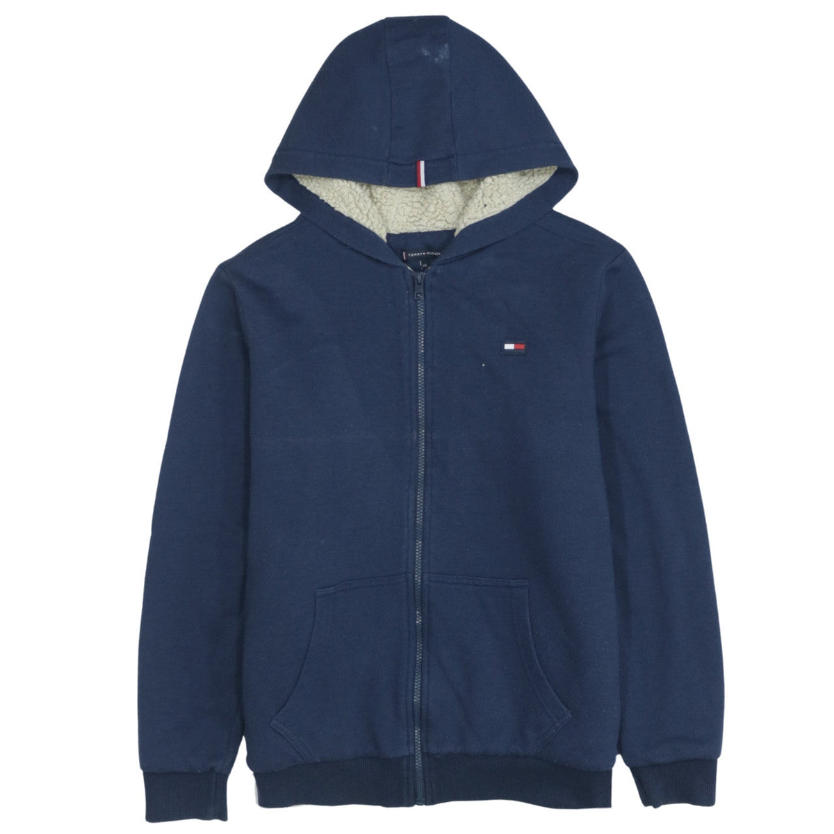 Tommy Hilfiger Boys Blue Full Zip Hoodie Sherpa Lined Size 176