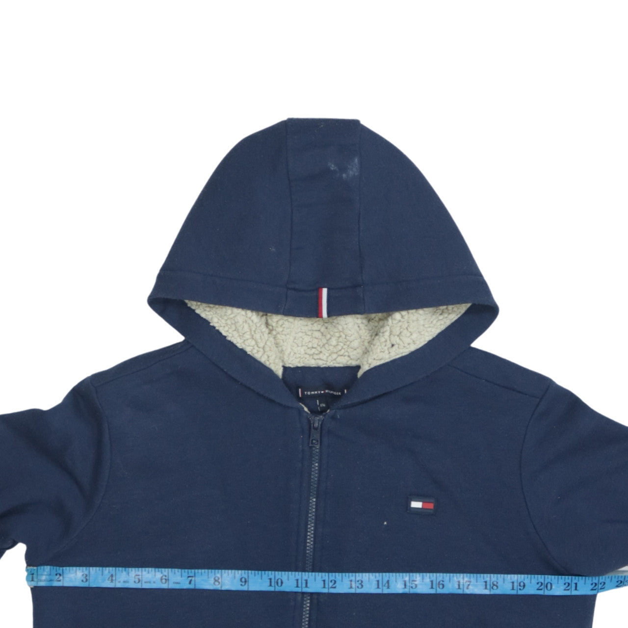 Tommy Hilfiger Boys Blue Full Zip Hoodie Sherpa Lined Size 176