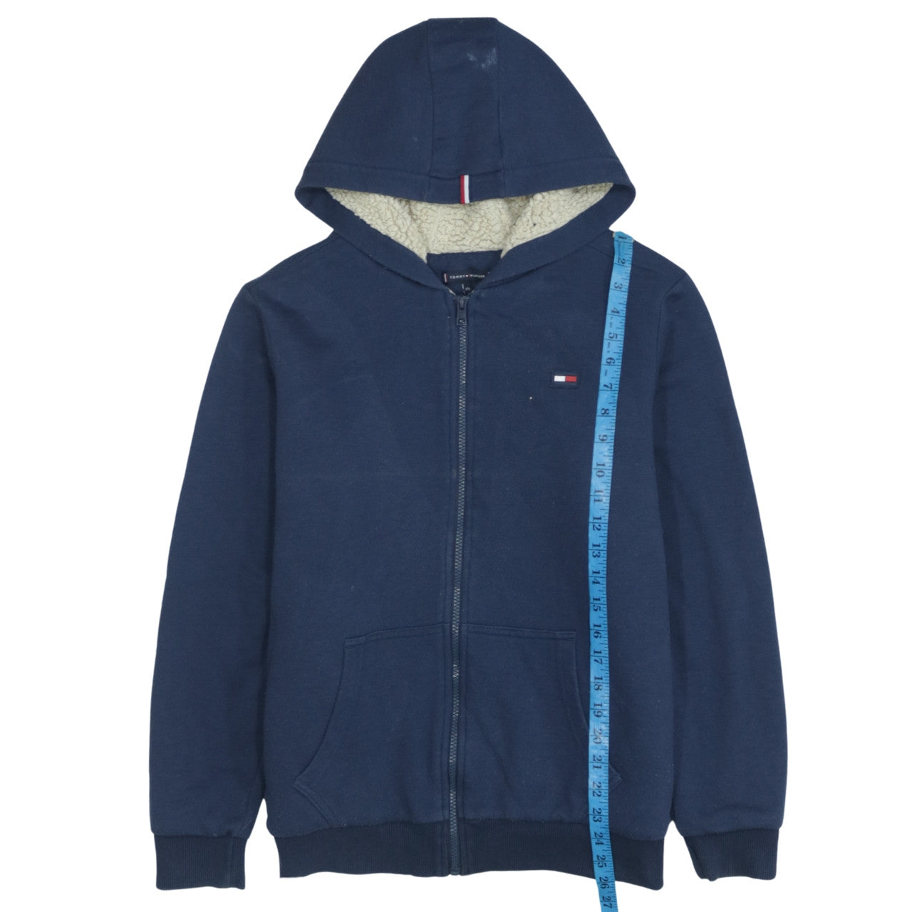 Tommy Hilfiger Boys Blue Full Zip Hoodie Sherpa Lined Size 176
