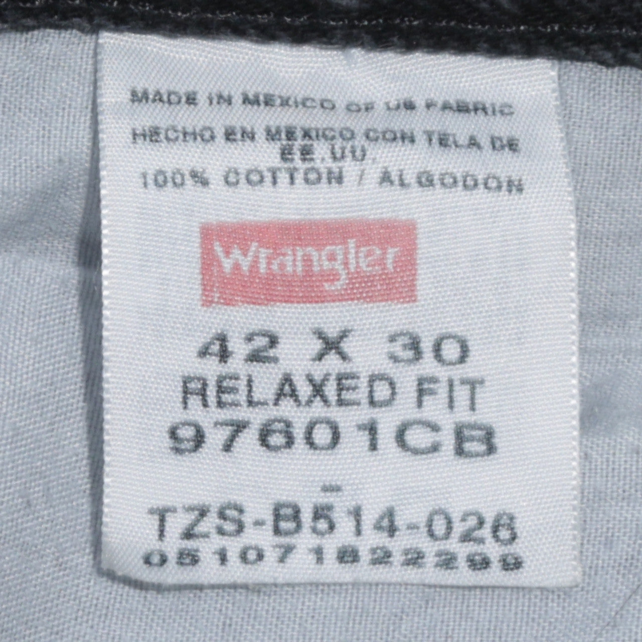 Wrangler Men's Black Relaxed Fit Denim Jeans 42x30 Straight Leg