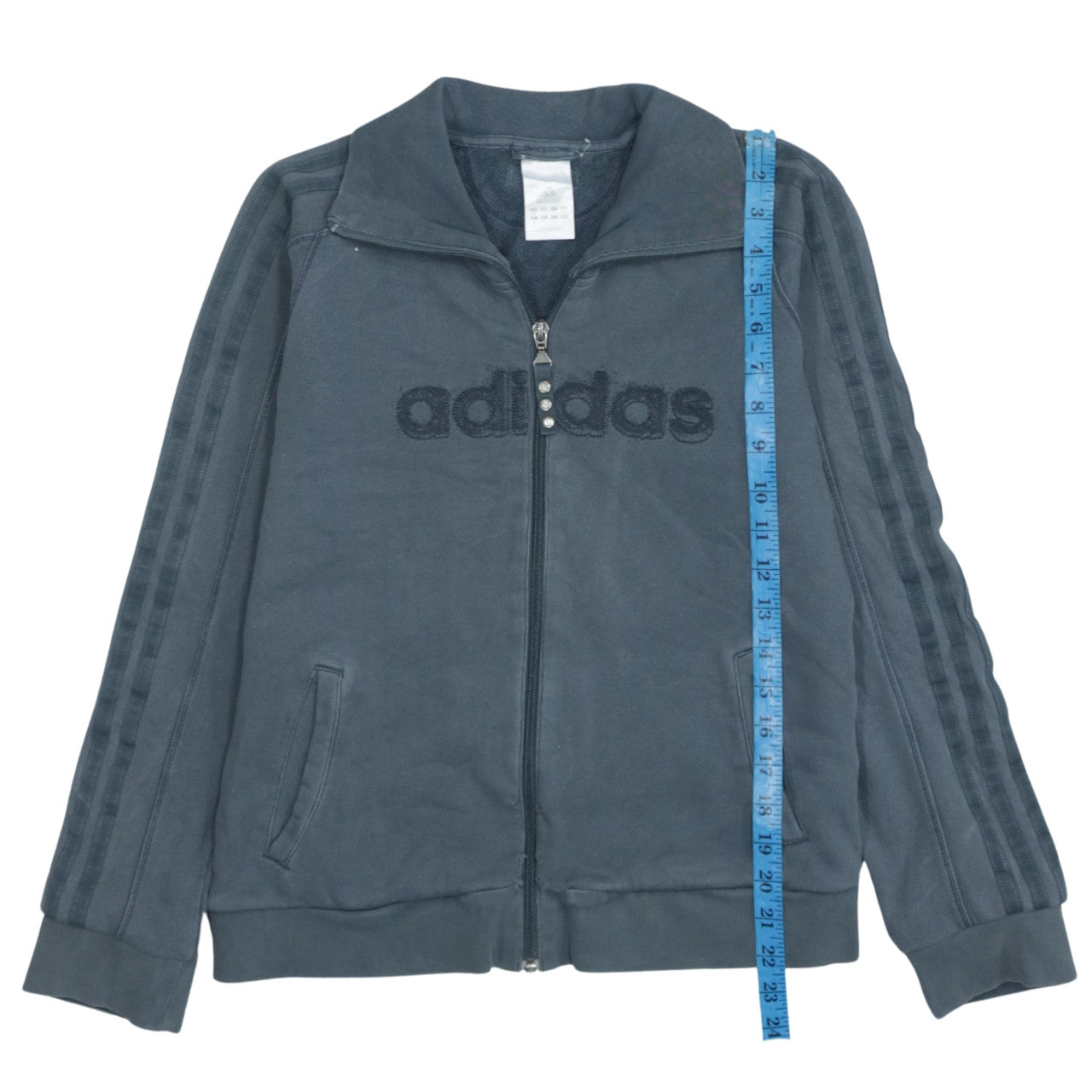Adidas Women’s Grey Full Zip Hoodie Size 12 Casual Logo Sweatshirt