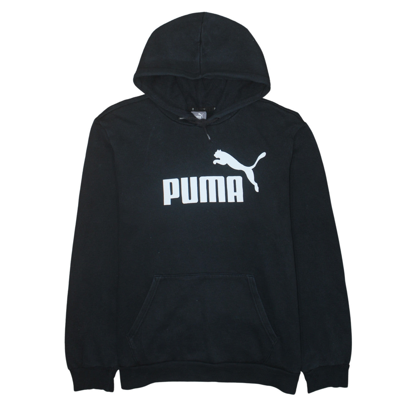 Puma Men's Black Pullover Hoodie L Regular Fit Sports Logo Fleece
