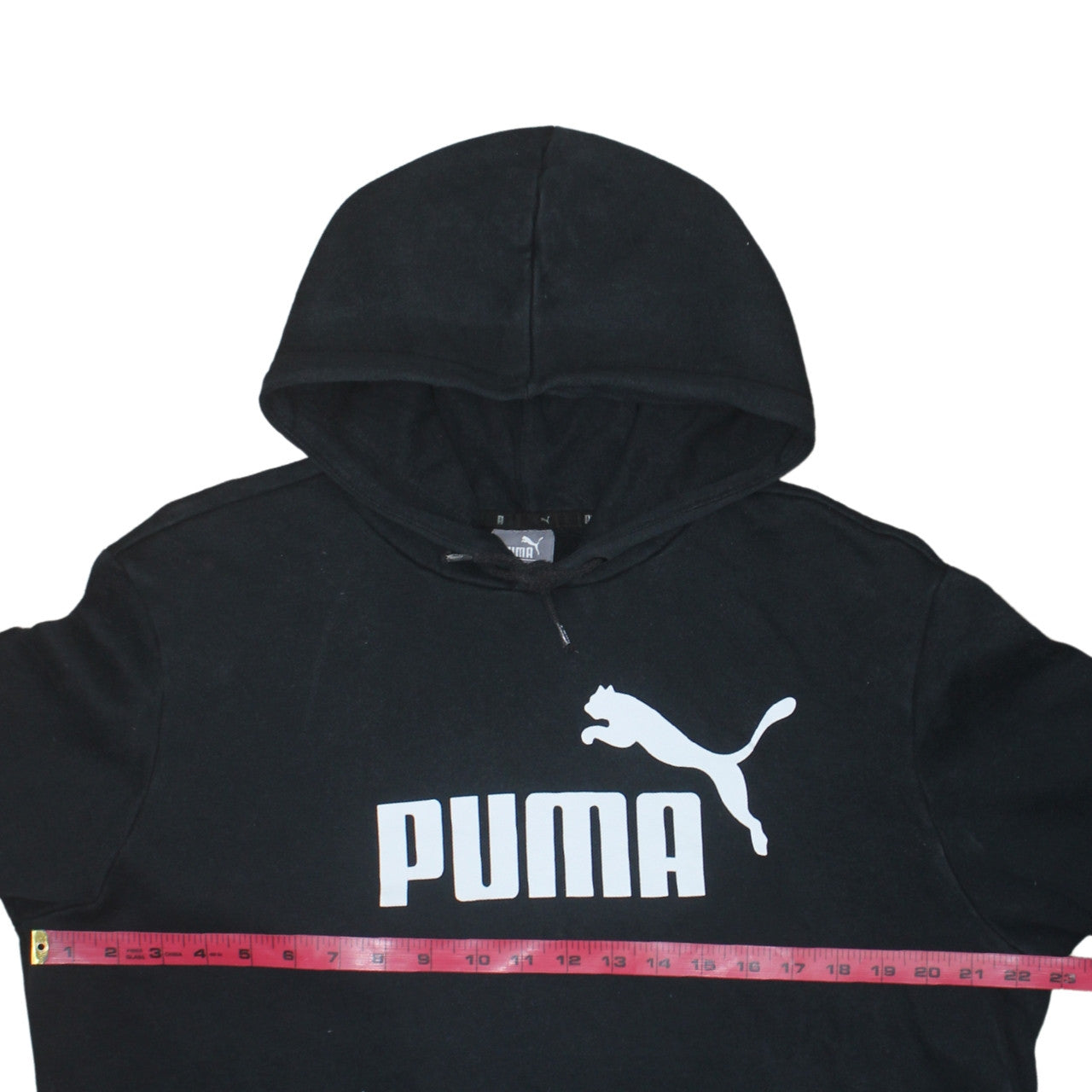 Puma Men's Black Pullover Hoodie L Regular Fit Sports Logo Fleece