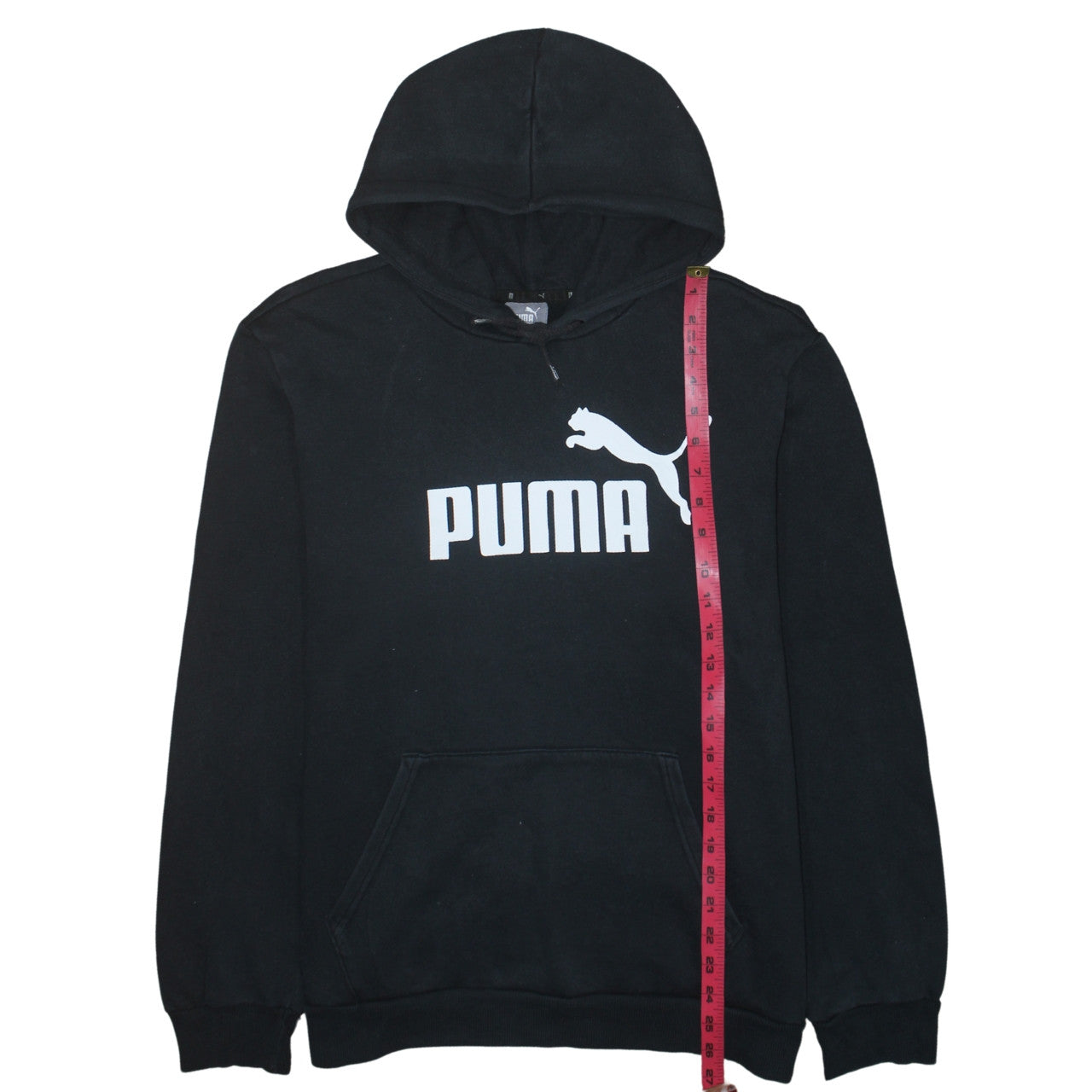 Puma Men's Black Pullover Hoodie L Regular Fit Sports Logo Fleece