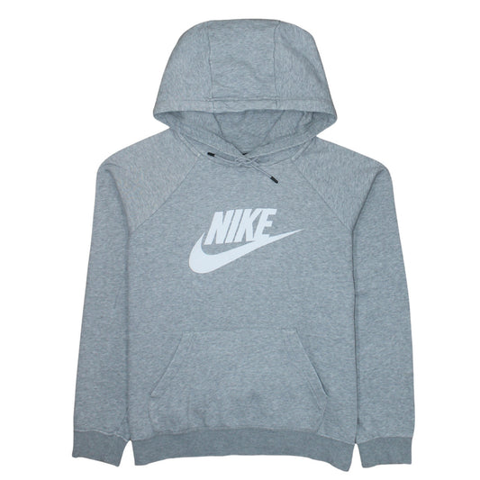 Nike Men's Grey Pullover Hoodie Medium Regular Fit Logo Sweatshirt