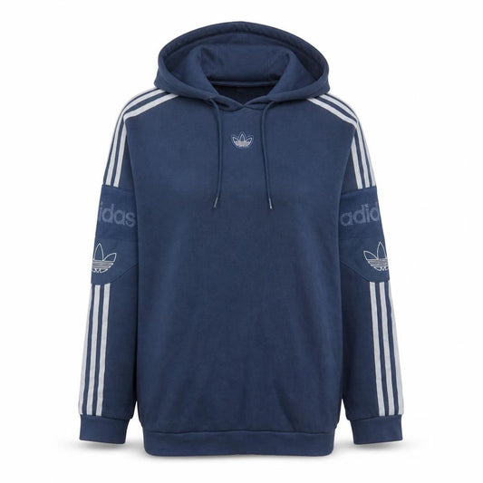 Adidas Womens Blue Pullover Hoodie Medium Logo Classic 3-Stripes
