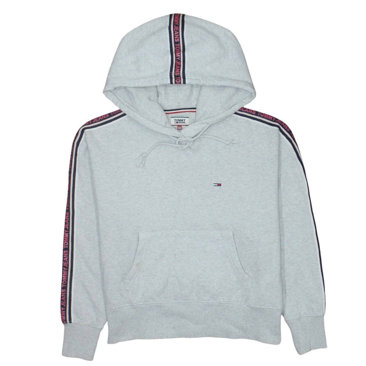 Tommy Jeans Womens Grey XS Pullover Hoodie Logo Tape Trim Casual