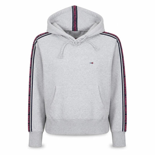 Tommy Jeans Womens Grey XS Pullover Hoodie Logo Tape Trim Casual
