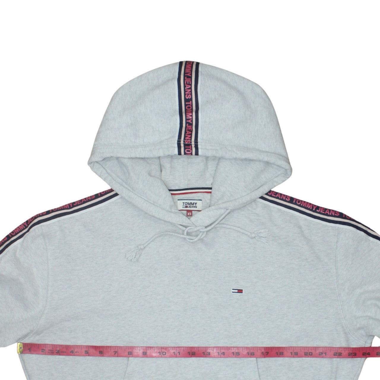 Tommy Jeans Womens Grey XS Pullover Hoodie Logo Tape Trim Casual