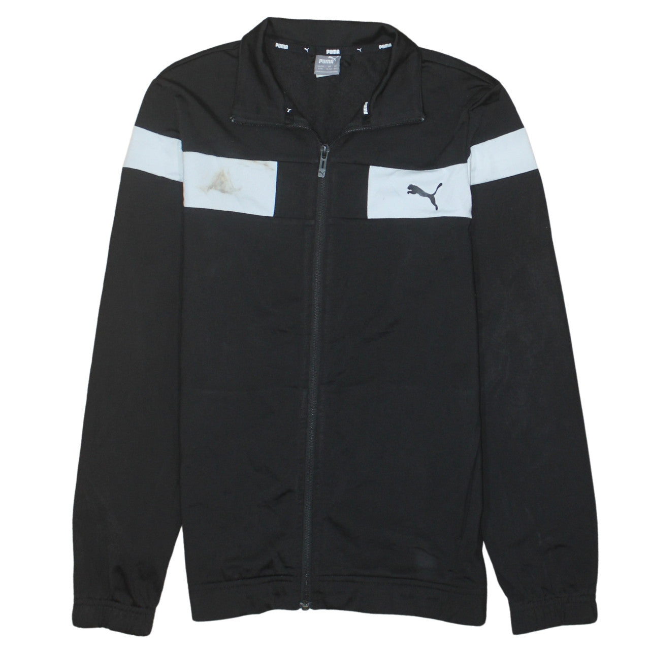 Puma Boys Black Full Zip Sweatshirt 13-14 Years Colourblock Logo Jacket