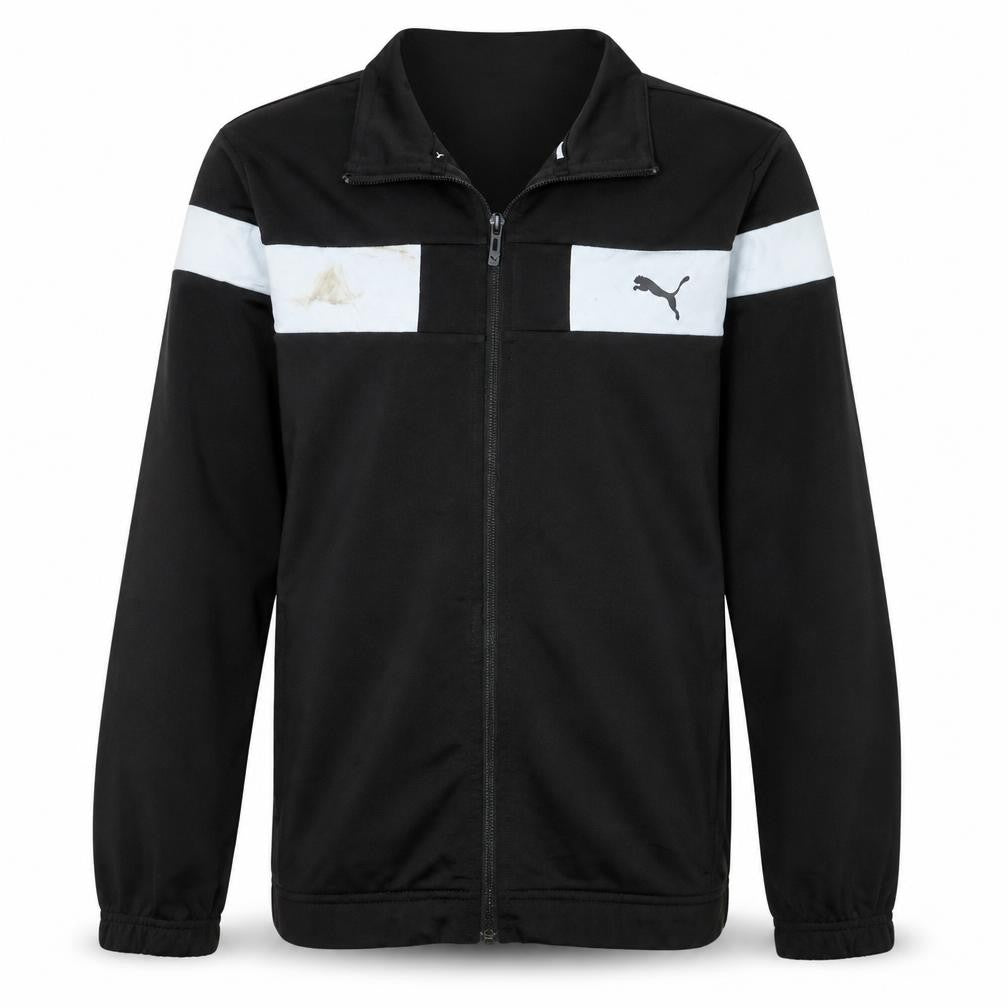 Puma Boys Black Full Zip Sweatshirt 13-14 Years Colourblock Logo Jacket