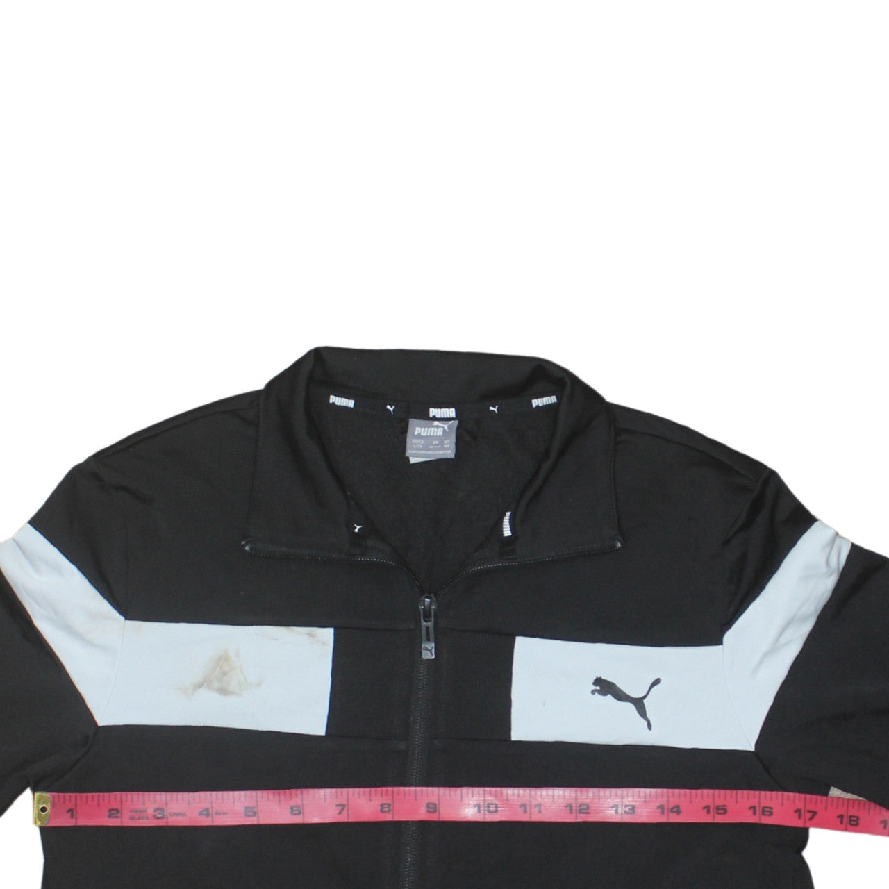 Puma Boys Black Full Zip Sweatshirt 13-14 Years Colourblock Logo Jacket