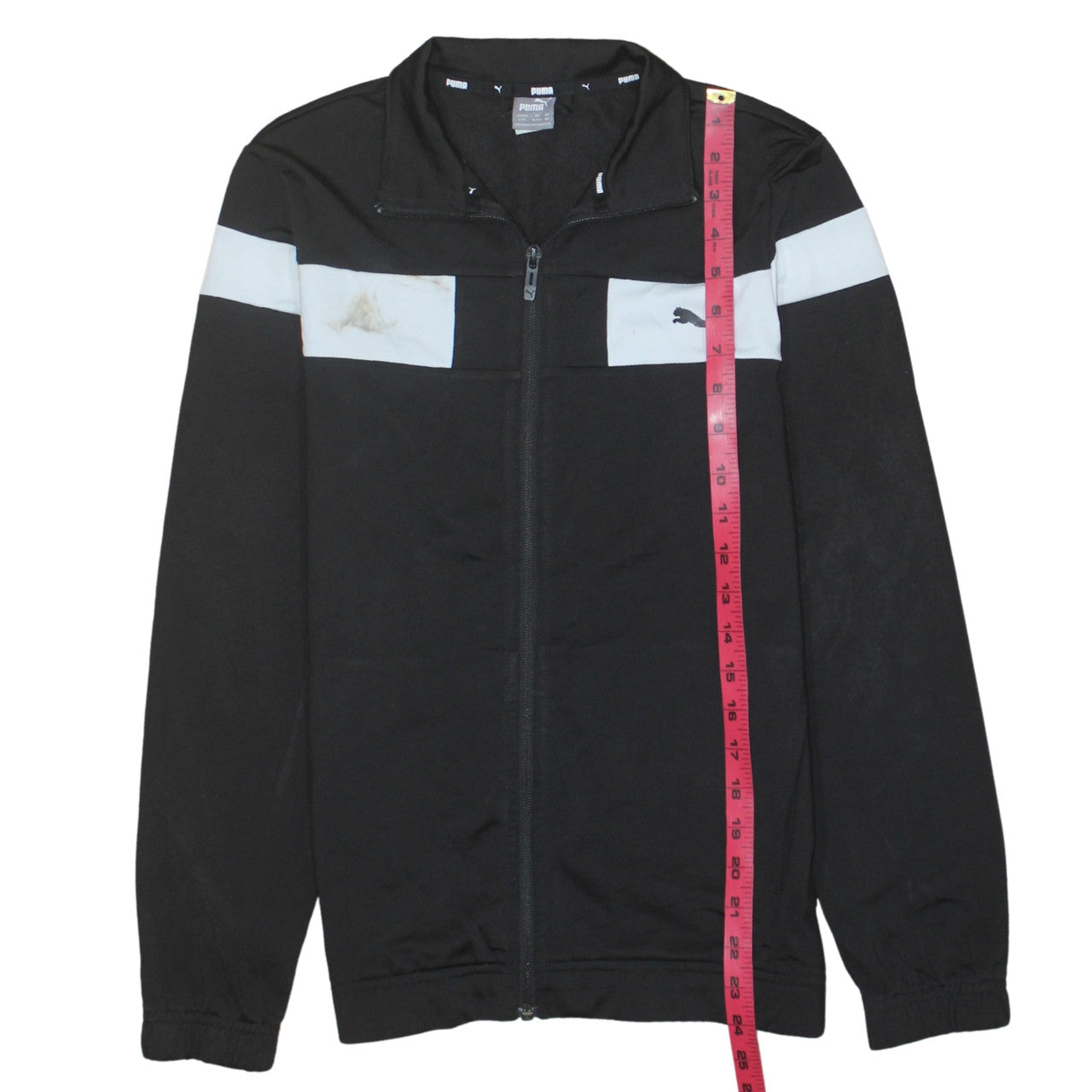 Puma Boys Black Full Zip Sweatshirt 13-14 Years Colourblock Logo Jacket
