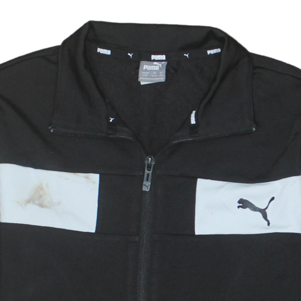 Puma Boys Black Full Zip Sweatshirt 13-14 Years Colourblock Logo Jacket