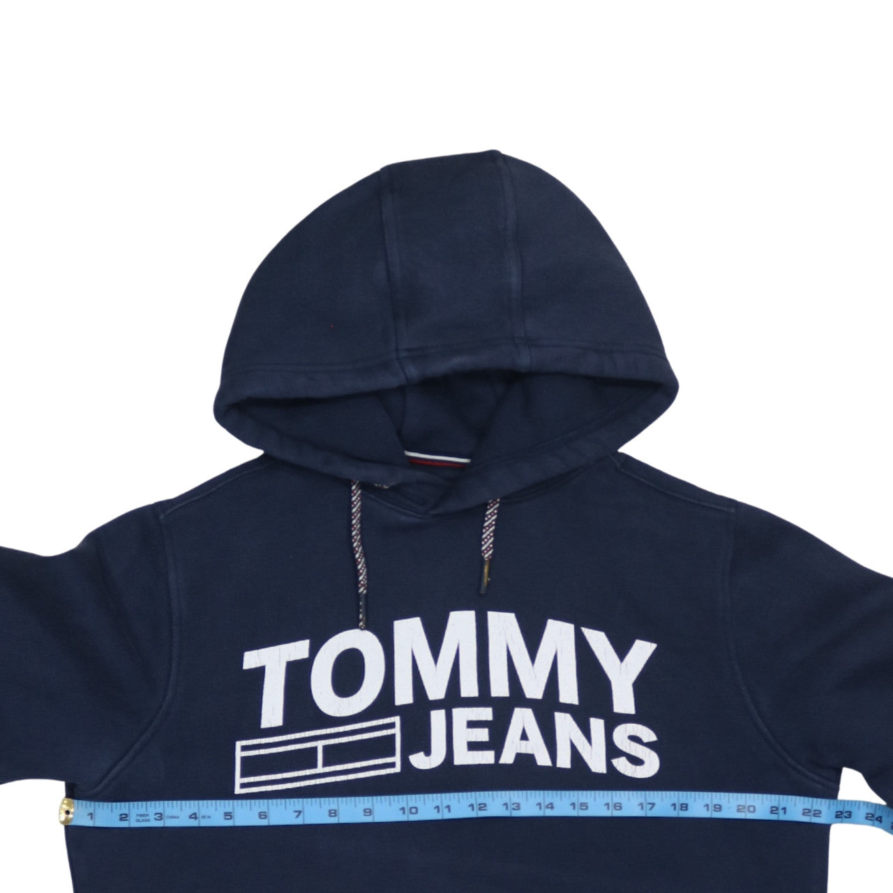 Tommy Hilfiger Mens Navy Hoodie Small Pullover Fleece Cotton Blend