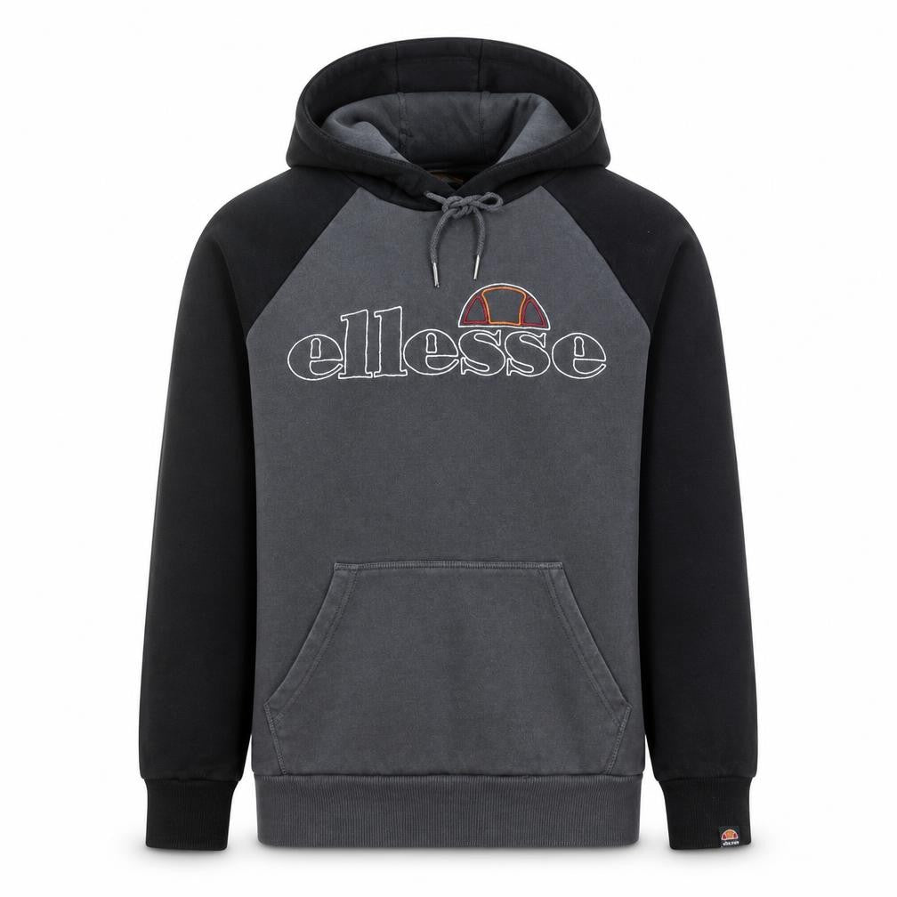 Ellesse Men’s Grey Black Pullover Hoodie M Embroidered Logo Sweatshirt