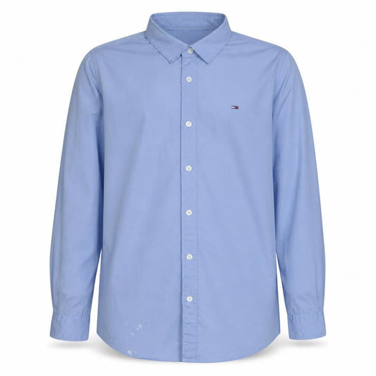 Tommy Jeans Men Blue Slim Fit Long Sleeve Button-Up Shirt L