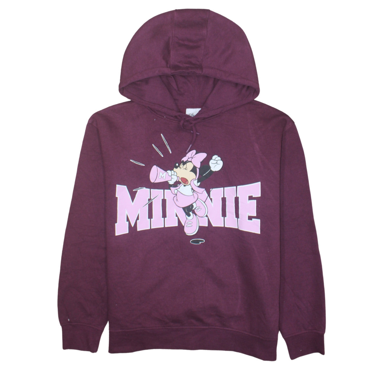 Disney Womens Burgundy Minnie Mouse Graphic Pullover Hoodie Size 12 M