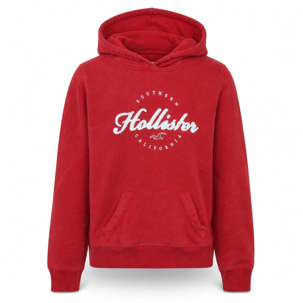Hollister Men’s Red XS Pullover Hoodie Graphic Logo Sweatshirt