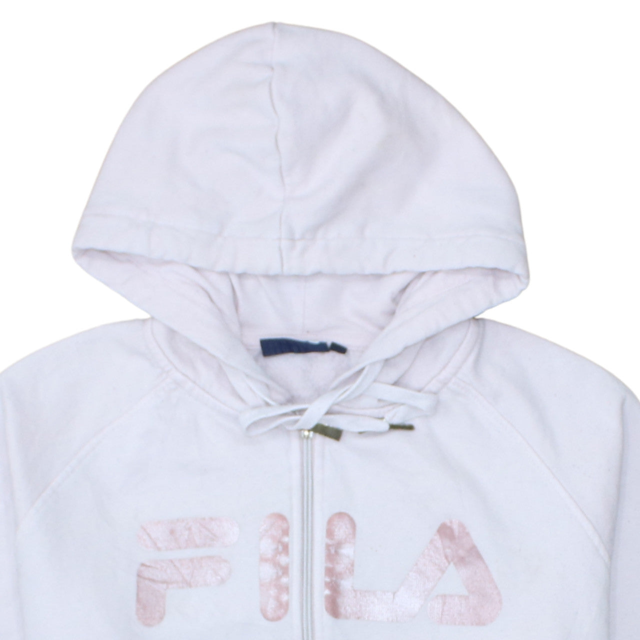 Fila Womens White Full Zip Hoodie Size M Cotton Blend Logo Sweatshirt
