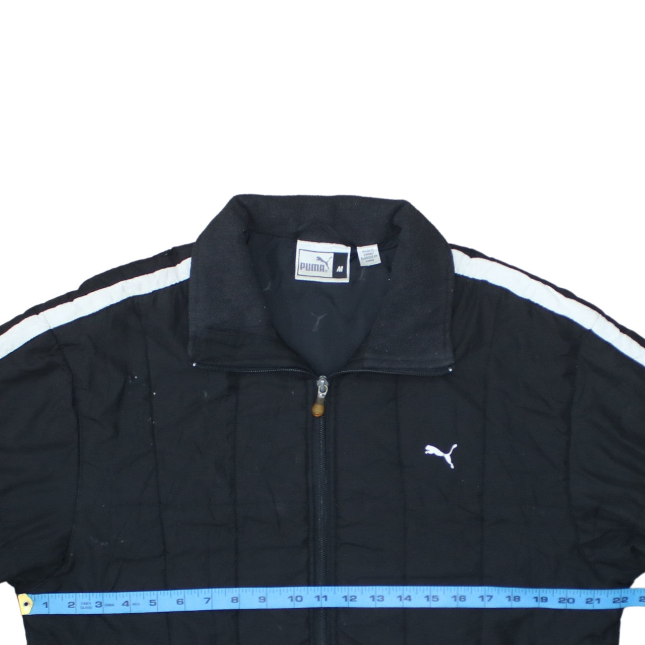 Puma Men's Black Quilted Puffer Jacket M Full Zip Sports Winter