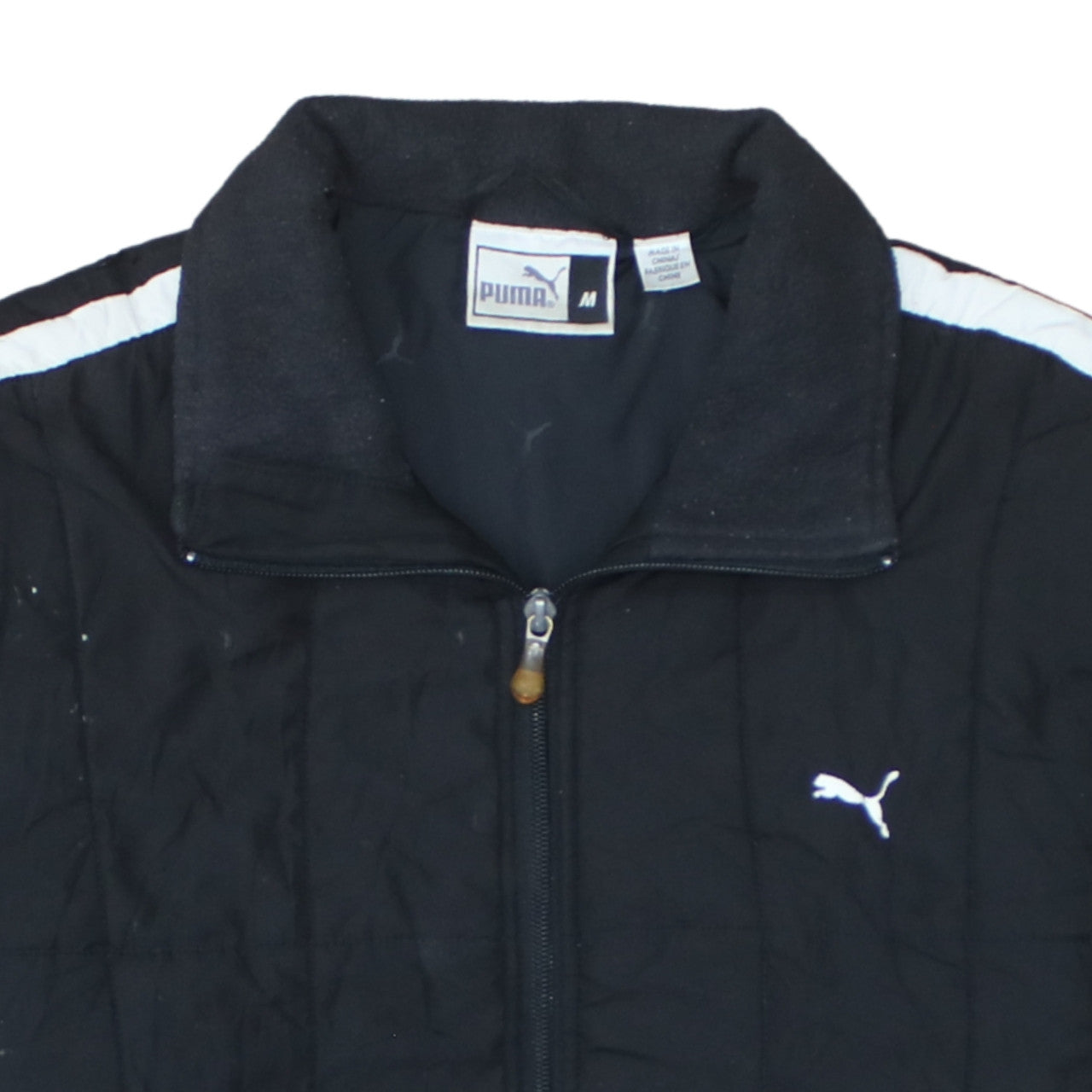 Puma Men's Black Quilted Puffer Jacket M Full Zip Sports Winter