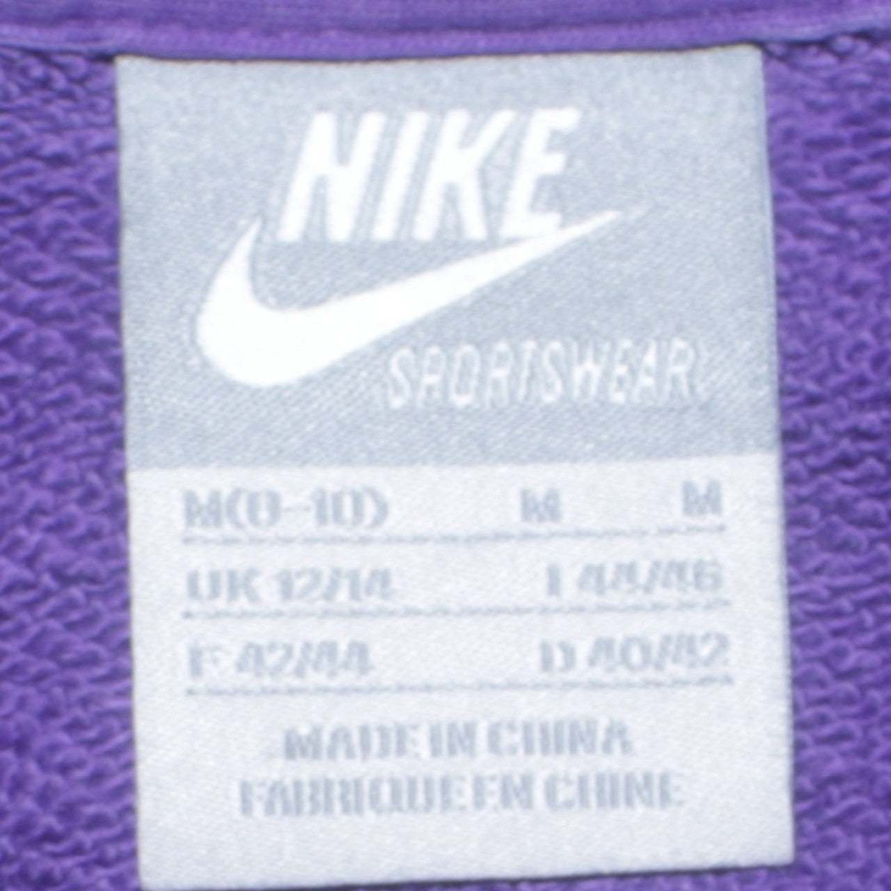 Nike Womens Purple Full Zip Hoodie Sweatshirt UK 12/14 M Sportswear