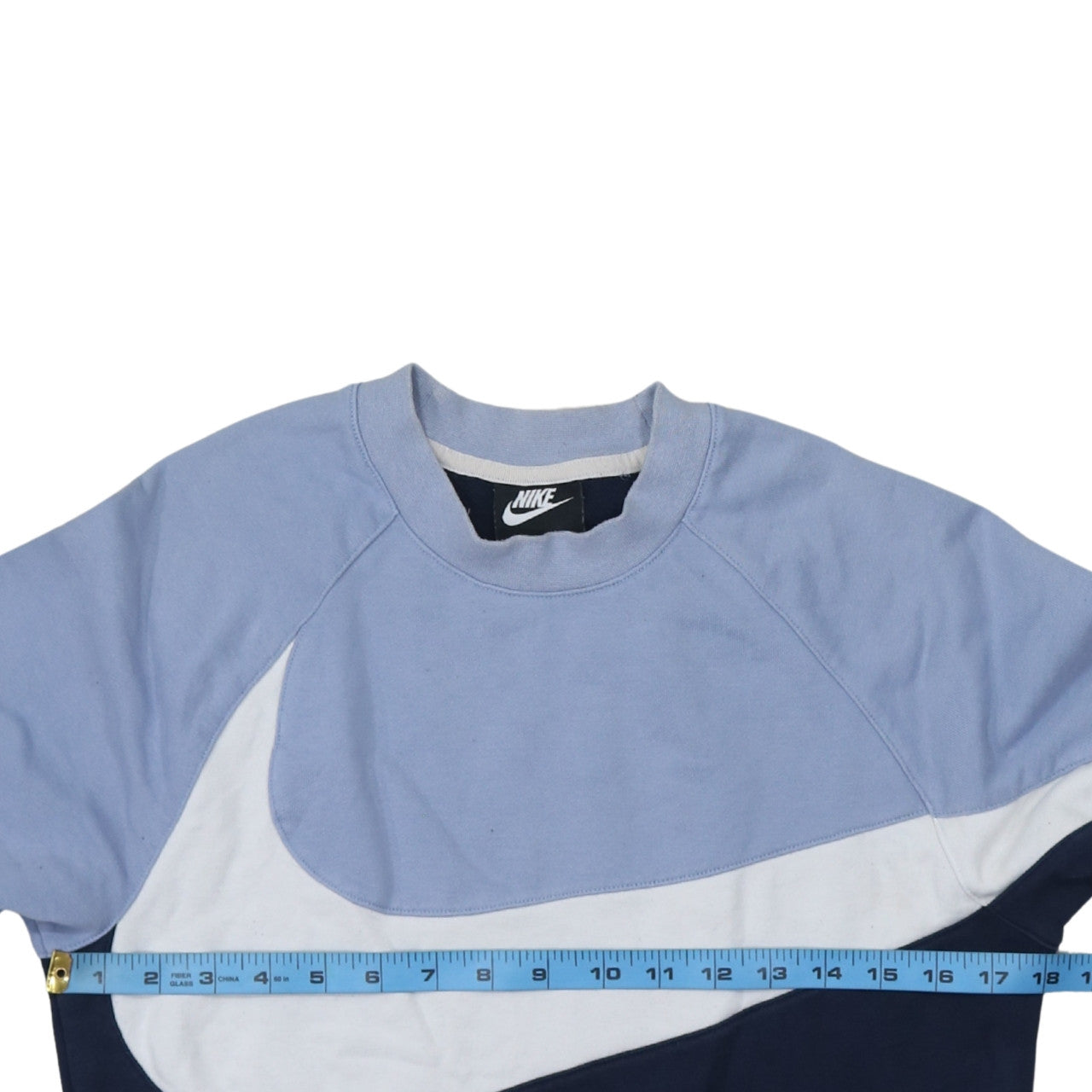 Nike Men's Blue Colour Block Crew Neck Sweatshirt XS