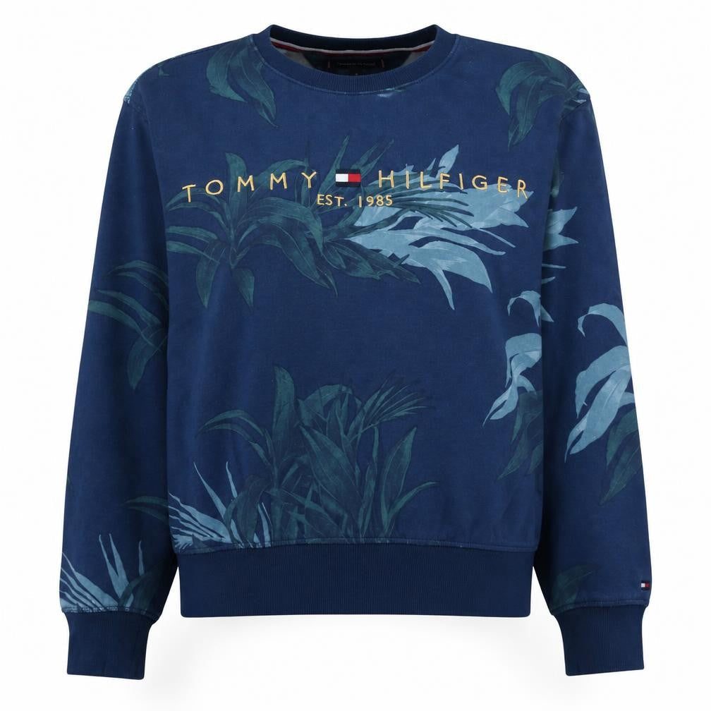 Tommy Hilfiger Women Blue Floral Print Crew Neck Sweatshirt XL