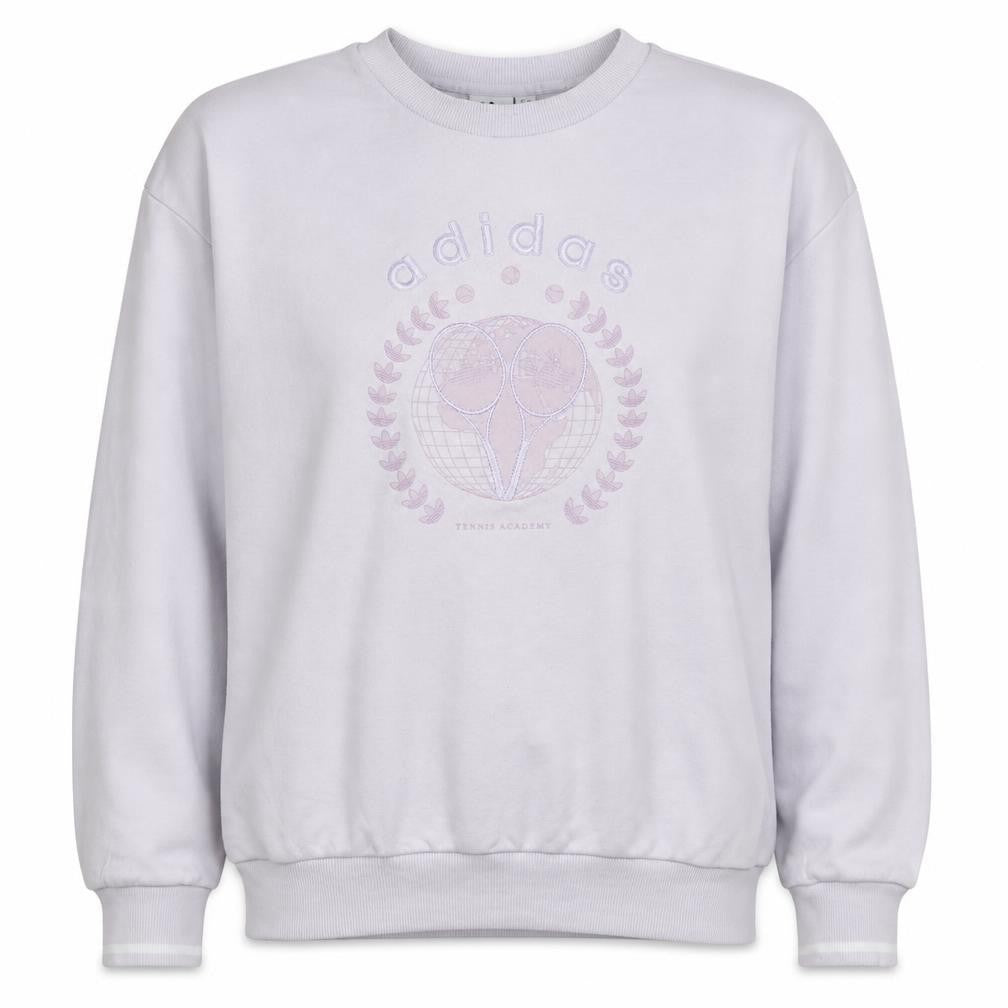 Adidas Womens Beige Tennis Academy Sweatshirt Size 12 Cotton Blend