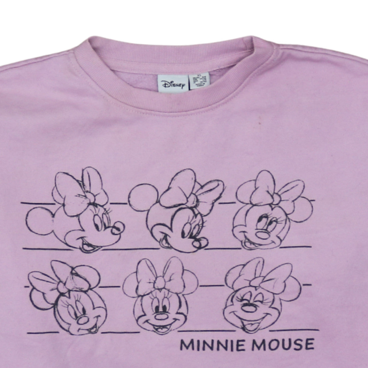 Disney Women Pink Minnie Mouse Graphic Crew Neck Sweatshirt XS