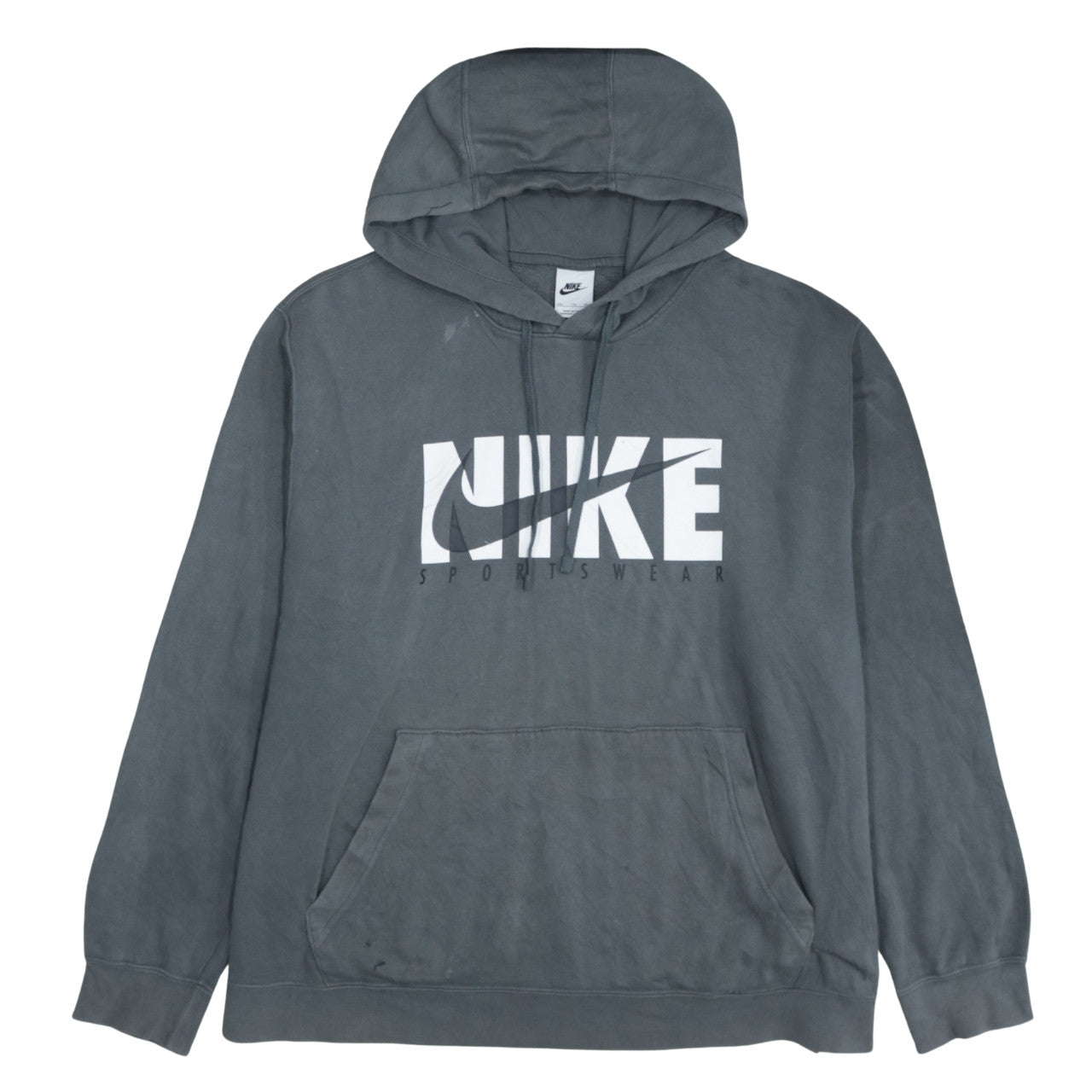 Nike Men Grey 2XL Pullover Hoodie Sportswear Fleece Graphic Print
