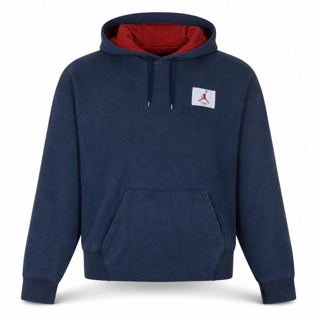 Jordan Women Navy Blue & Red Pullover Hoodie Medium Cotton Blend