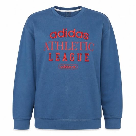 Adidas Womens Blue Athletic League Embroidered Pullover Sweatshirt UK 14