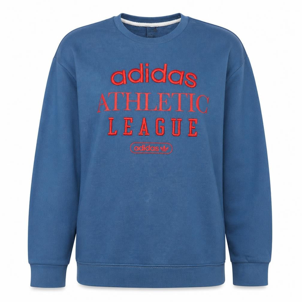 Adidas Womens Blue Athletic League Embroidered Pullover Sweatshirt UK 14