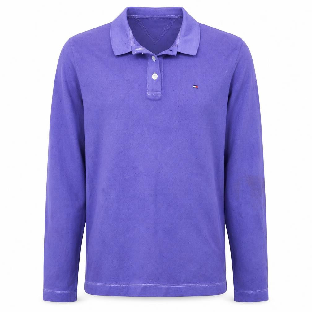 Tommy Hilfiger Men's Purple Long Sleeve Cotton Polo Shirt M