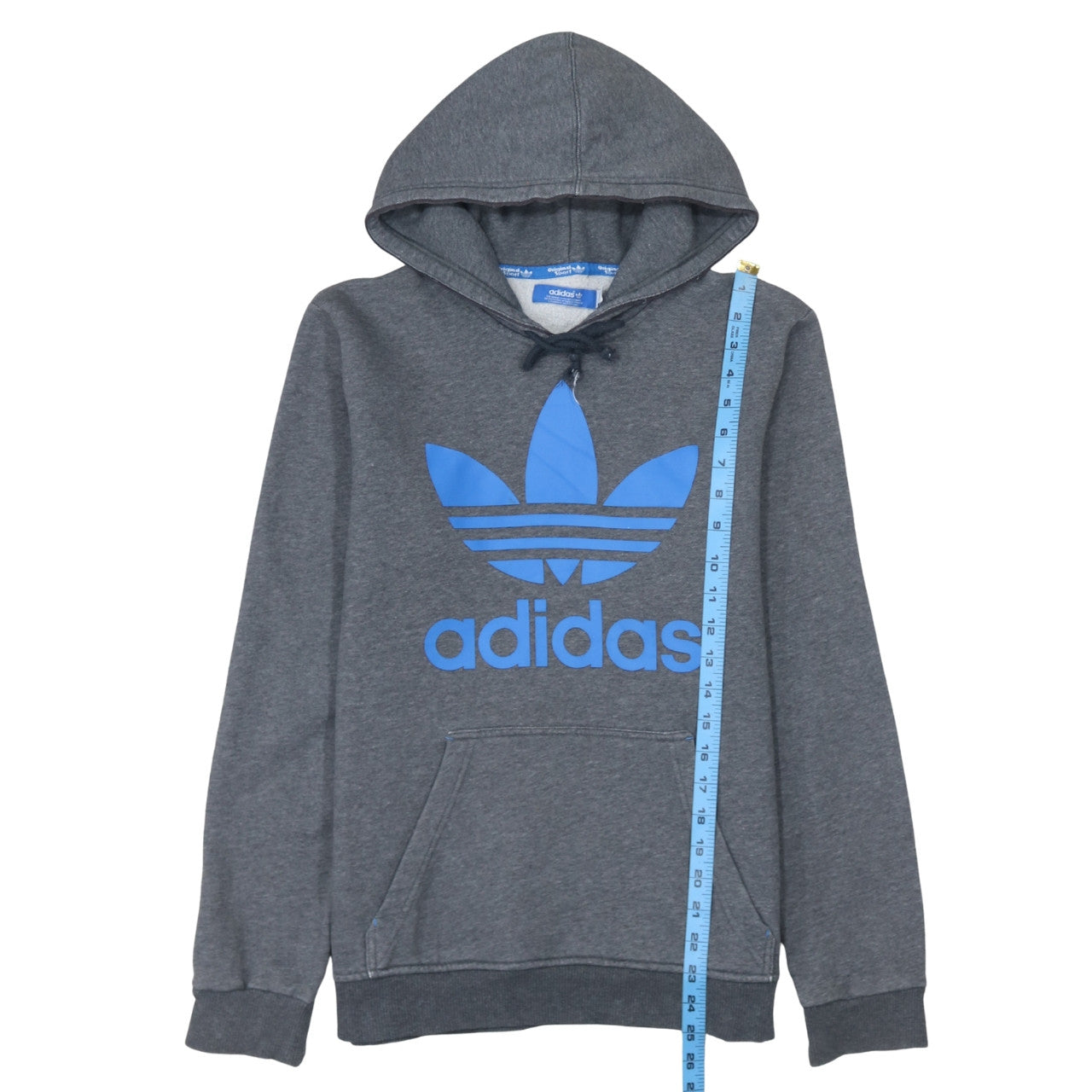 Adidas Men's Grey Pullover Hoodie Small Logo Fleece Sweatshirt