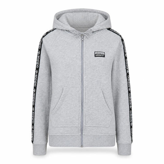Adidas Women’s Grey Full Zip Hoodie Size 8 Classic Logo Hooded Sweatshirt