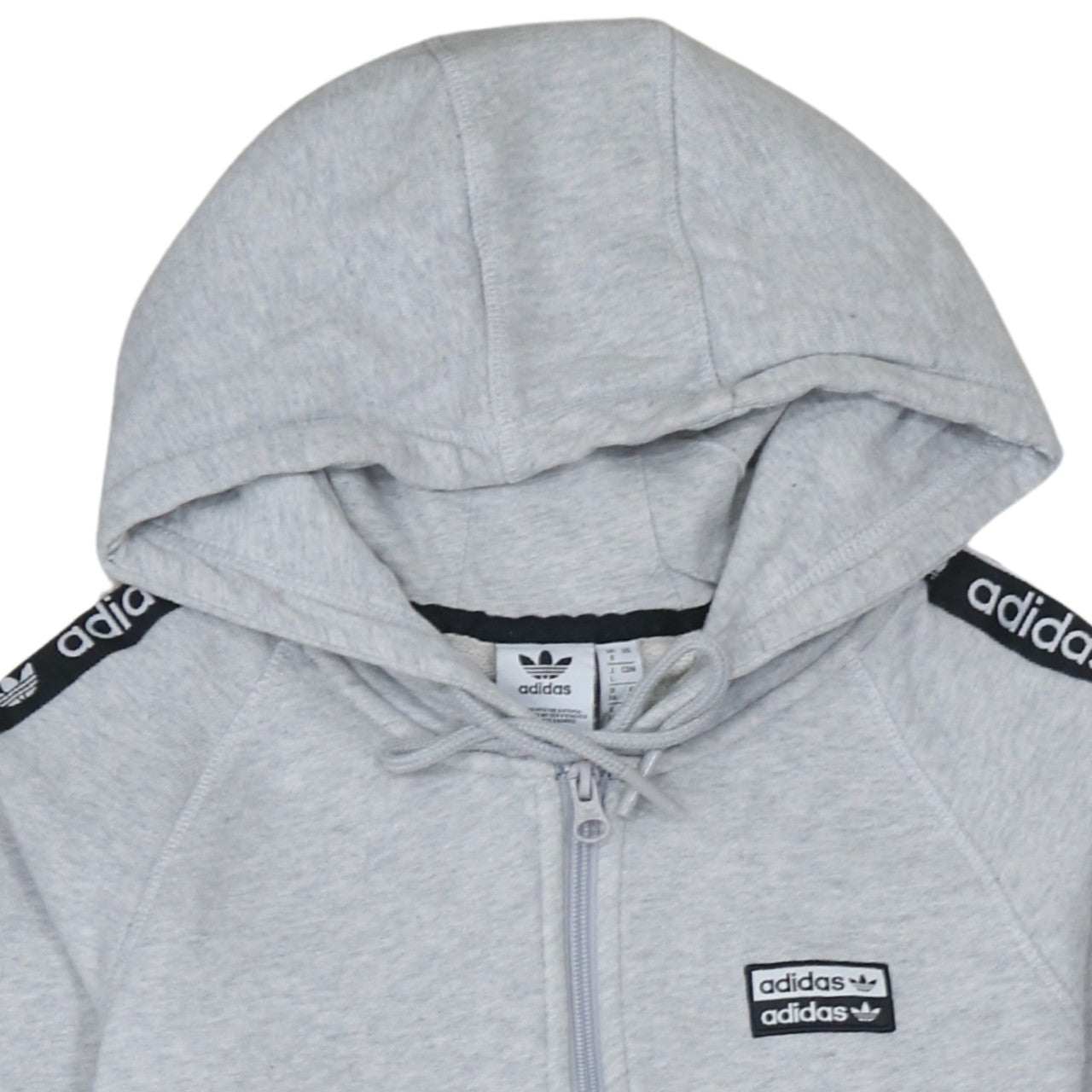 Adidas Women’s Grey Full Zip Hoodie Size 8 Classic Logo Hooded Sweatshirt