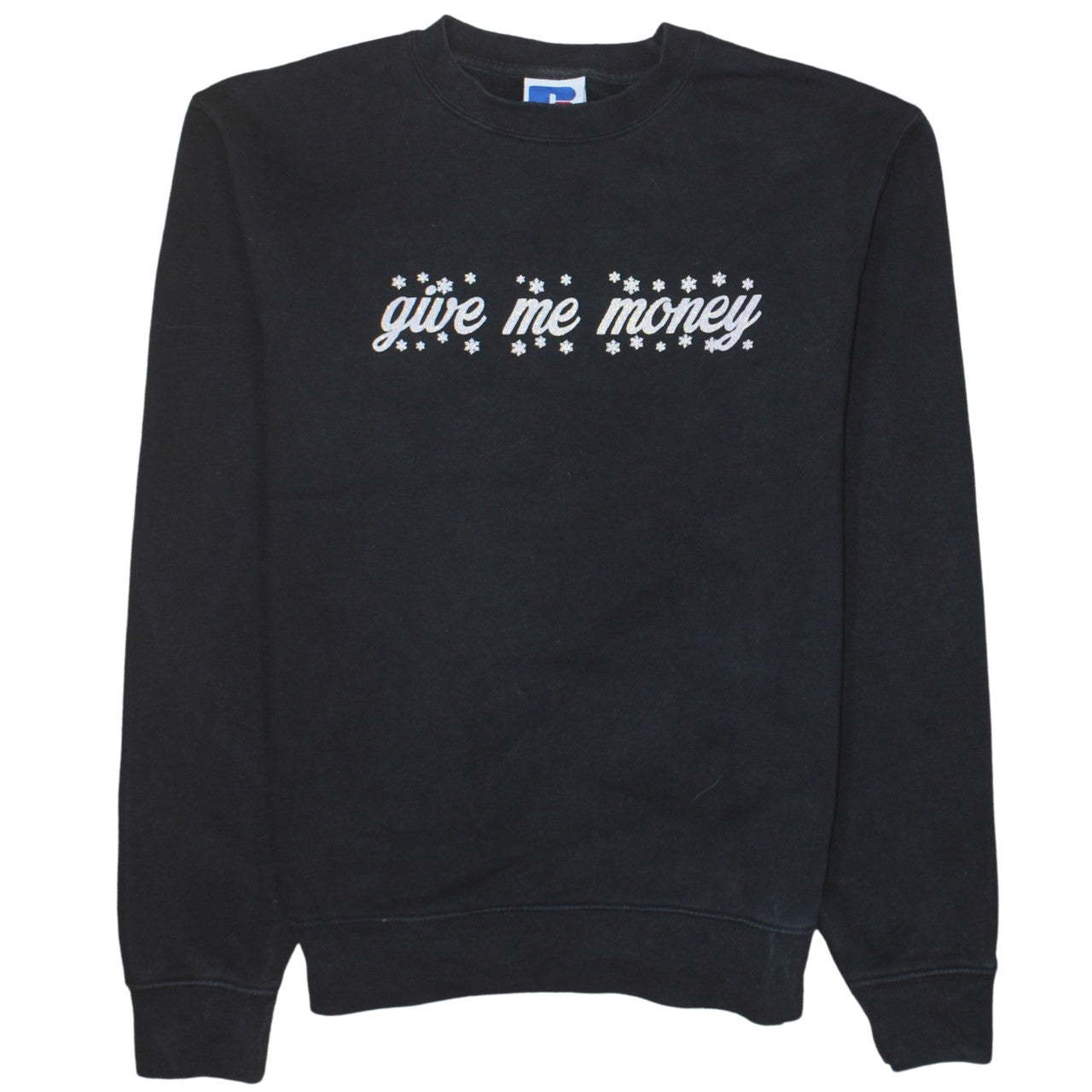 Russell Women Black S Pullover Sweatshirt Crew Neck Graphic Print